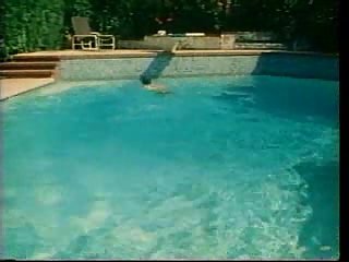Vintage poolside copulation outdoor