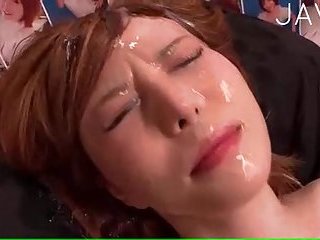 Redhead anese gets face creamed