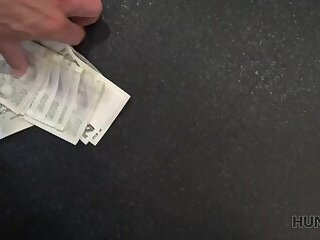 HUNT4K. Buddy earns a lot of cash by selling GF's tight pussy in gym