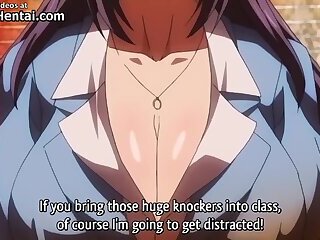 Hentai student uses his phone to fuck busty schoolgirls