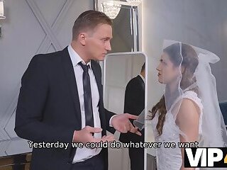 VIP4K. Bride cant resist and seduces him to fuck before wedding